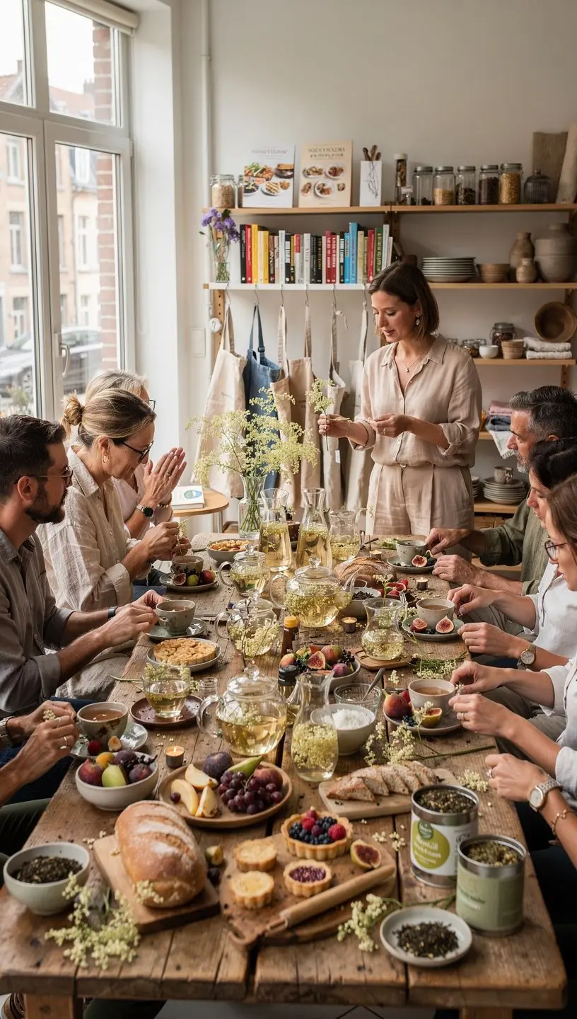 Un assortiment d'ingrГ©dients naturels pour crГ©er un thГ© aux fleurs de sureau.