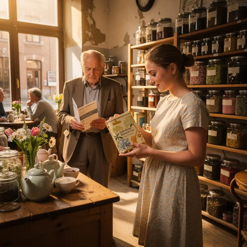 Un pot de miel à côté d'une tasse de thé, soulignant la douceur du mélange.